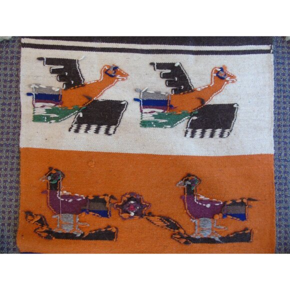 Vintage 1970’s Guatemala Handmade Hand Woven Wool Wall Hanging Sugar Cane Strip - Picture 6 of 10